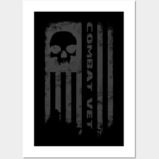 Skull Combat Veteran Flag Subdued Posters and Art